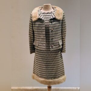 Vintage 1950s Dress And Jacket With Blonde Mink